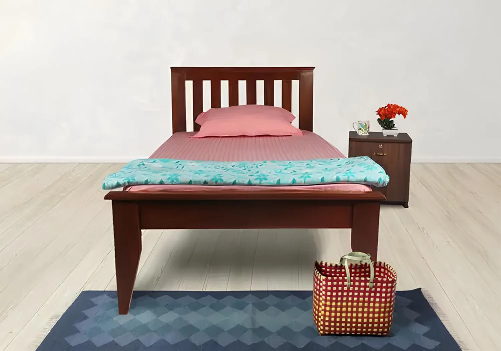 Solid Wood Single Bed, Mattress and Bedside Table Combo